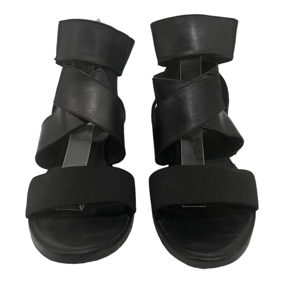 Silent Damir Doma Black Leather Stretch Gladiator Sandals Women’s 38 - Picture 1 of 12